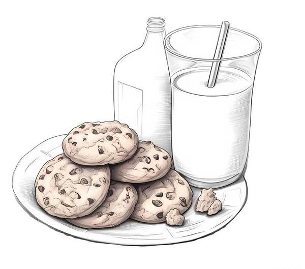 عکس نقاشی کودکانه لیوان شیر