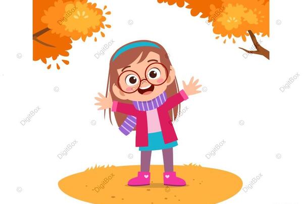 عکس دختر پاییزی از پشت سر کارتونی