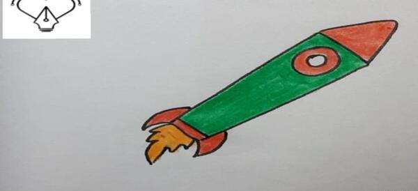 عکس نقاشی کودکانه موشک