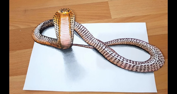 عکس نقاشی کودکانه مار کبری
