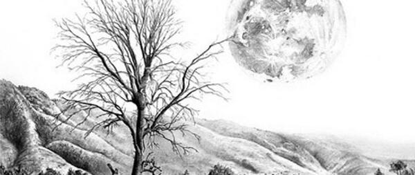 عکس منظره نقاشی سیاه قلم از طبیعت