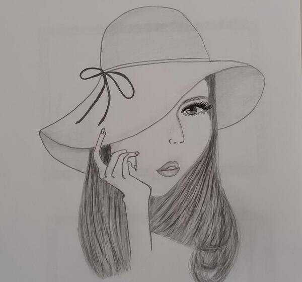 عکس طراحی نقاشی سیاه قلم فانتزی دخترانه