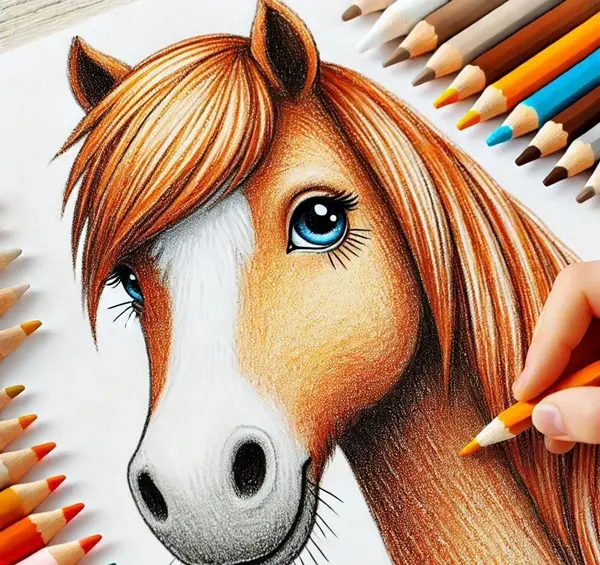 عکس نقاشی سیاه قلم اسب آسان