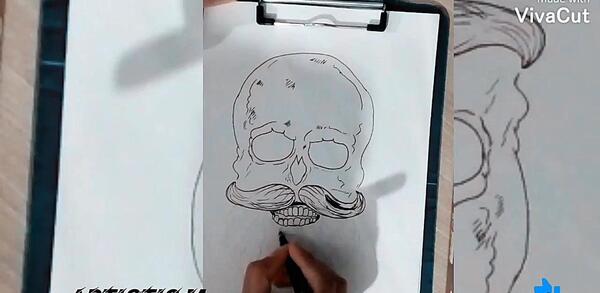 عکس آموزش نقاشی سیاه قلم اسکلت