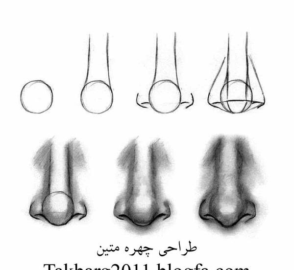 عکس آموزش نقاشی سیاه قلم بینی
