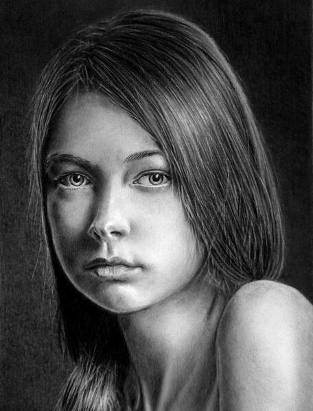 عکس نقاشی سیاه قلم چهره پسرانه