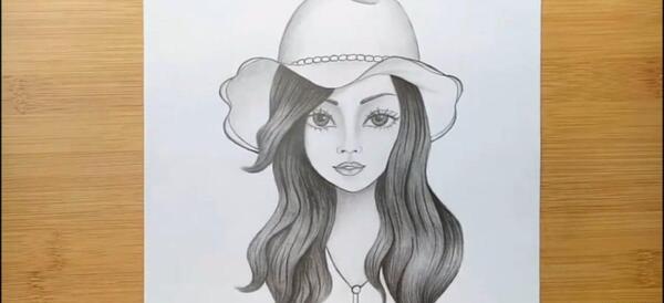 عکس نقاشی سیاه قلم چهره دختر آسان