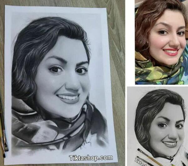 عکس نقاشی سیاه قلم چهره دختر آسان