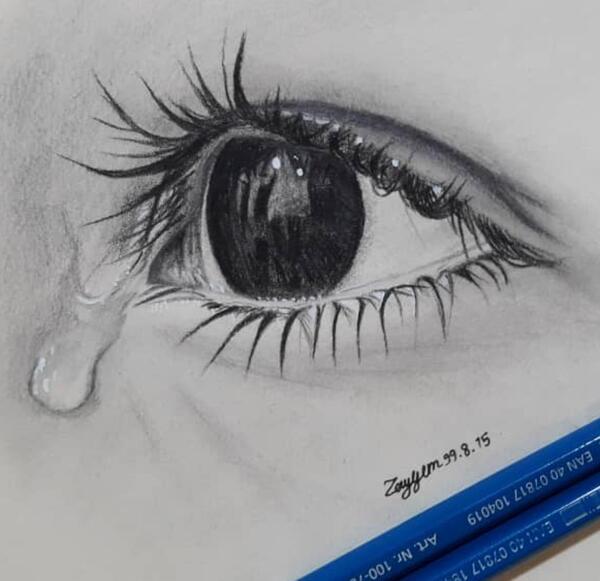 عکس نقاشی سیاه قلم حرفه ای چشم