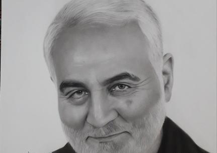عکس نقاشی سیاه قلم از حاج قاسم