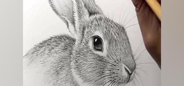 عکس نقاشی سیاه قلم خرگوش آسان
