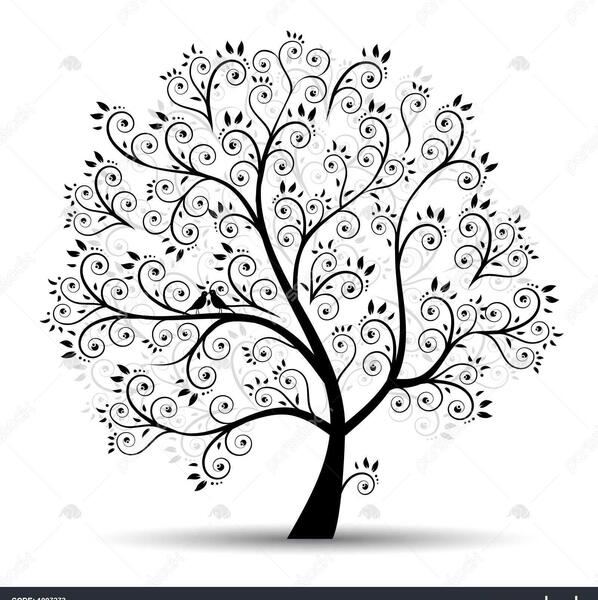 عکس نقاشی سیاه قلم درختان