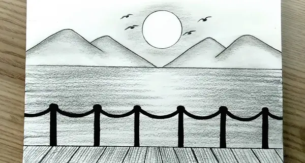 عکس نقاشی سیاه قلم در دایره بزرگ