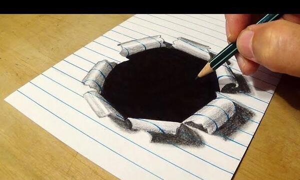 عکس نقاشی سیاه قلم سه بعدی ساده