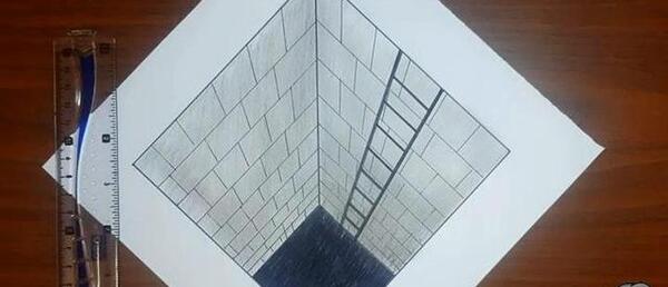 عکس نقاشی سیاه قلم سه بعدی ساده