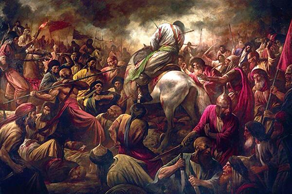 عکس نقاشی سیاه قلم از واقعه عاشورا