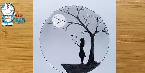 عکس نقاشی سیاه قلم کودکانه و آسان