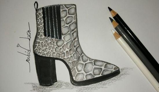 عکس نقاشی سیاه قلم کفش پاشنه بلند