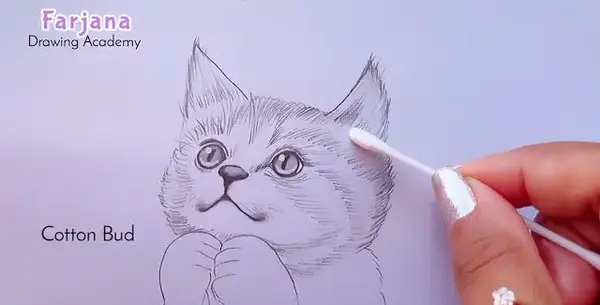 عکس نقاشی سیاه قلم گربه ای