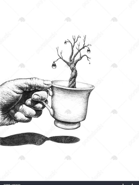 عکس نقاشی سیاه قلم لیوان ساده