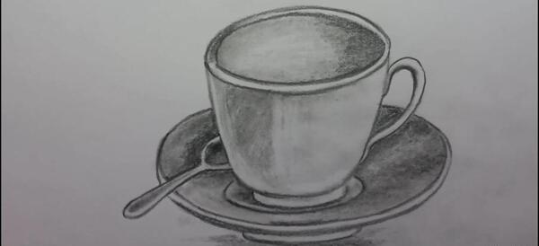 عکس نقاشی سیاه قلم لیوان