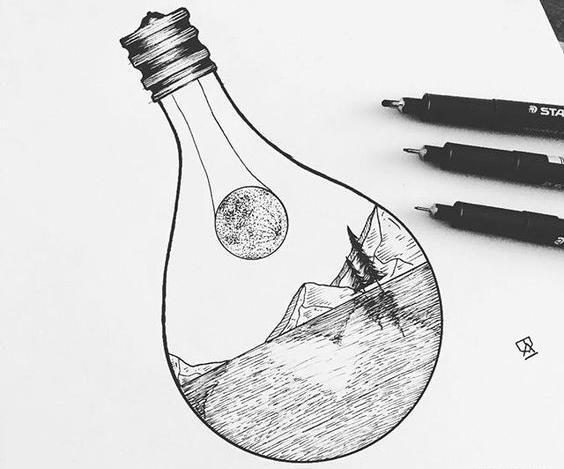عکس آموزش نقاشی سیاه قلم لامپ