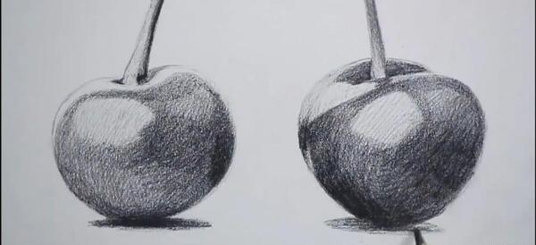 عکس نقاشی سیاه قلم میوه آسان