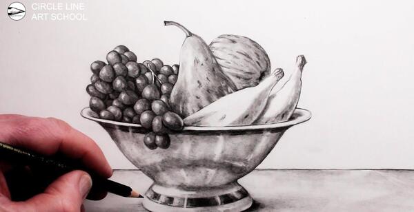عکس آموزش نقاشی سیاه قلم میوه