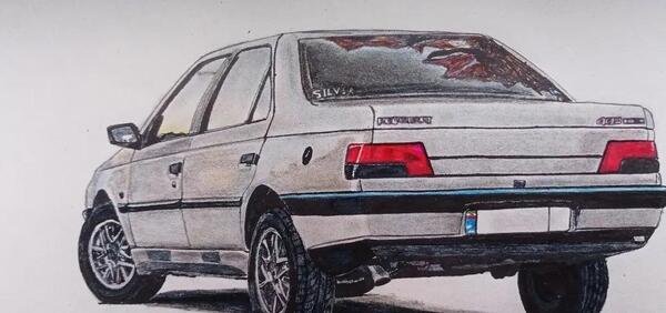 عکس نقاشی سیاه قلم ماشین شوتی