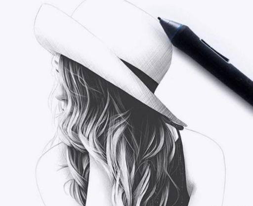 عکس نقاشی سیاه قلم نیم رخ آسان