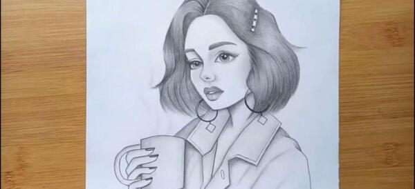عکس یک نقاشی سیاه قلم زیبا