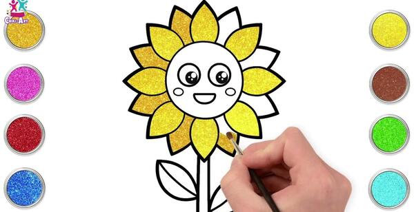 عکس نقاشی گل کودکانه مرحله به مرحله