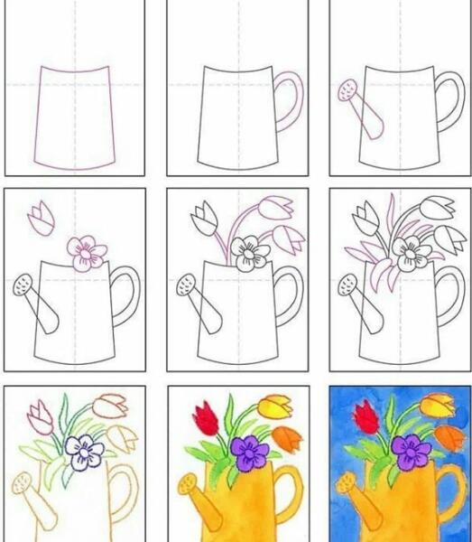 عکس نقاشی گل محمدی کلاس دوم