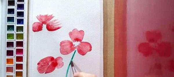 عکس نقاشی با آبرنگ گل