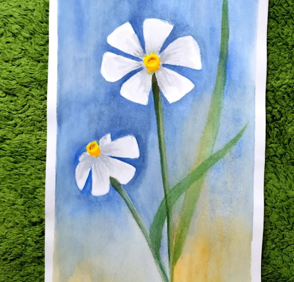 عکس نقاشی با آبرنگ گل