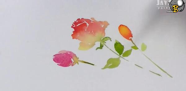 عکس نقاشی گل رز با آبرنگ