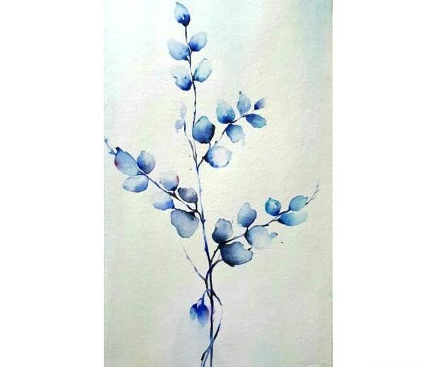 عکس نقاشی گل آبی ساده
