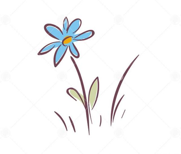 عکس نقاشی گل آبی ساده