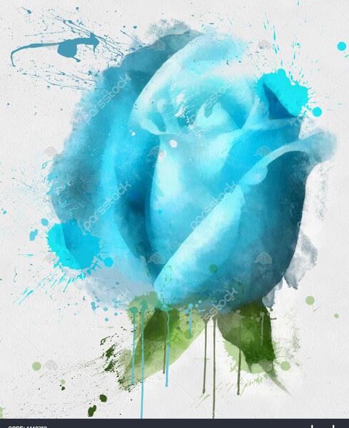 عکس نقاشی گل آبی آسان