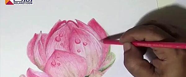 عکس نقاشی گل نیلوفر آبی