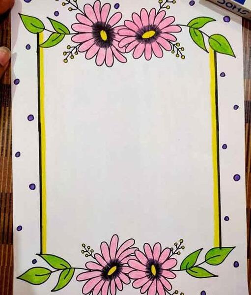 عکس نقاشی گل برای حاشیه برگه اچار