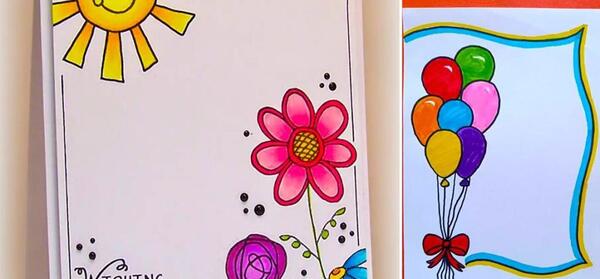 عکس نقاشی گل برای حاشیه دفتر کودکان