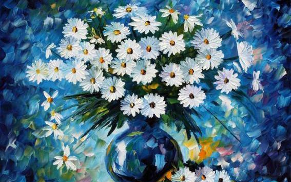 عکس نقاشی گل بابونه با گواش