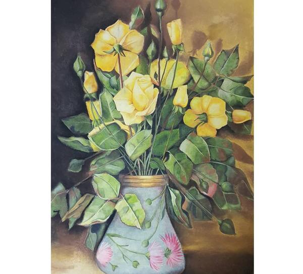 عکس نقاشی گل بنفشه با مداد رنگی ساده