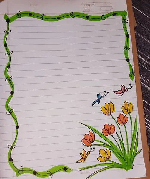 عکس نقاشی گل برای حاشیه دفتر املا
