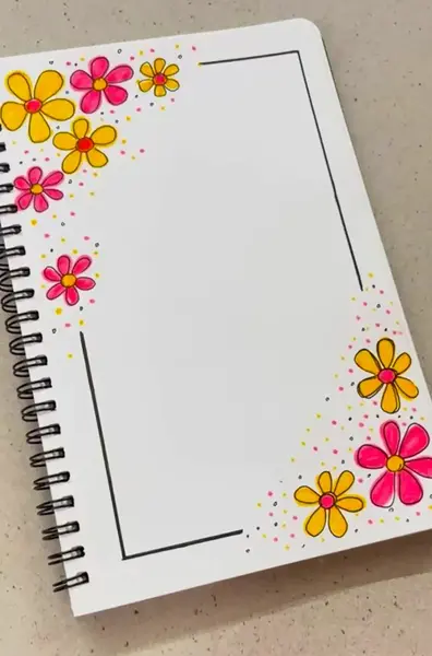 عکس نقاشی گل برای حاشیه دفتر املا