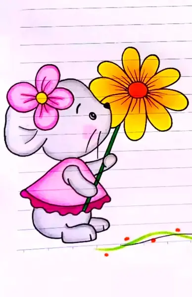 عکس نقاشی گل برای دفتر مشق