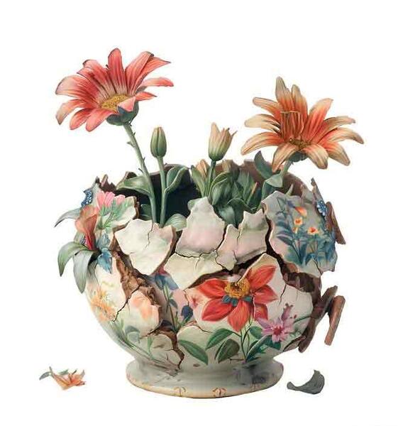 عکس نقاشی گلدان شکسته