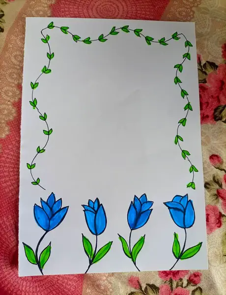 عکس نقاشی گل دور دفتری