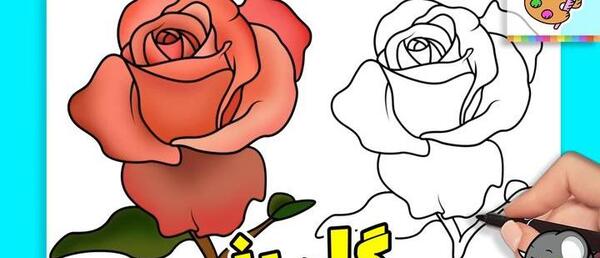 عکس نقاشی گل رز کودکانه اسان
